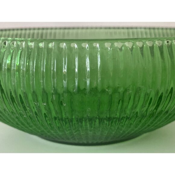 E O Brody Co Emerald Green Ribbed Cleveland OH USA Glass Bowl Vintage - Picture 3 of 6
